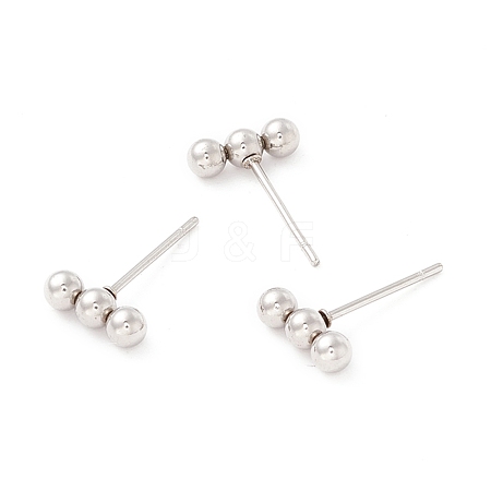 Tarnish Resistant 201 Stainless Steel Beaded Horizontal Bar Stud Earrings with 316 Stainless Steel Pin for Women STAS-K238-01P-1