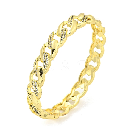 Twisted Brass Micro Pave Clear Cubic Zirconia Hinged Bangles for Women BJEW-Z062-05D-1
