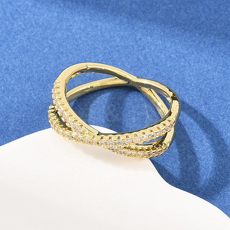 Brass Micro Pave Cubic Zirconia Finger Rings RJEW-D340-01G-03-1