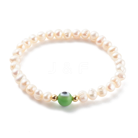 Natural Pearl Stretch Beaded Bracelets BJEW-JB06163-03-1