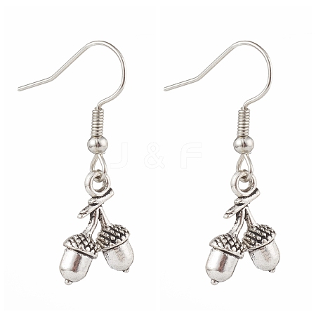 Tibetan Style Alloy Acorn Dangle Earrings EJEW-JE04504-05-1