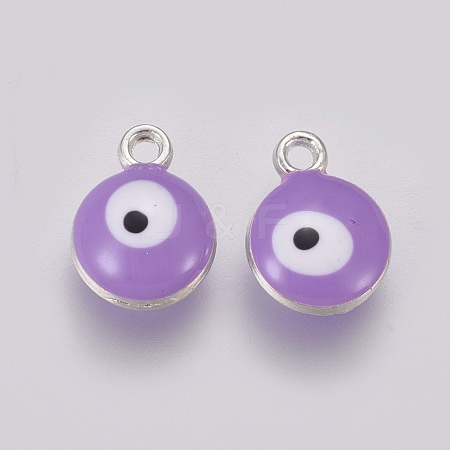 Double-sided Platinum Plated Alloy Enamel Charms ENAM-WH0046-B07-1