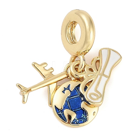 Rack Plating Brass Enamel European Dangle Charms KK-P287-12G-1