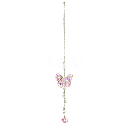 Glass Rectangle Hanging Suncatchers HJEW-P018-B02-1