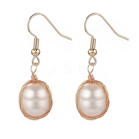 Natural Pearl Dangle Earrings EJEW-JE05167-02-1