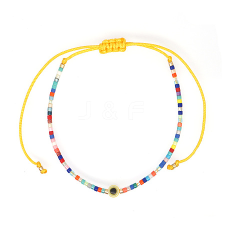 Vintage Bohemian Adjustable Glass Seed Beaded Evil Eye Braided Anklets for Unisex VB8299-3-1