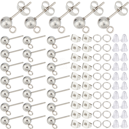 SOFPLATE 150Pcs 202 Stainless Steel Ball Stud Earring Findings STAS-SP0001-52C-P-1