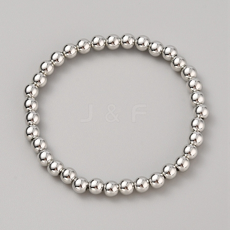 CCB Plastic Round Beaded Strech Bracelet BJEW-WH0023-03C-P-1