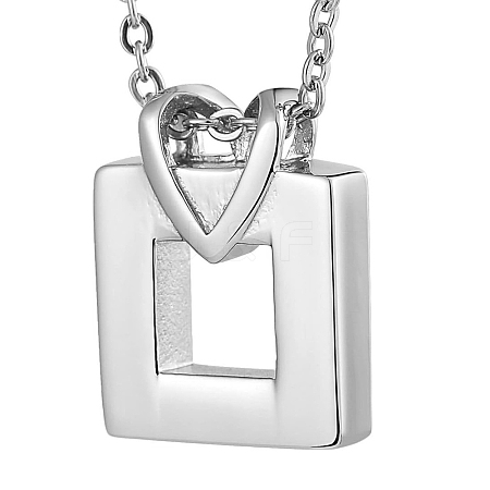 Stainless Steel Heart Rectangle Pendant Urn Ashes Necklaces PW-WGDFE89-01-1