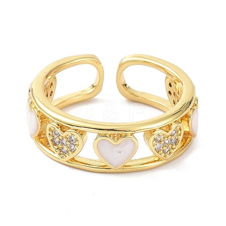 Heart Real 18K Gold Plated Cuff Rings for Girl Women Gift ZIRC-C021-11G-1