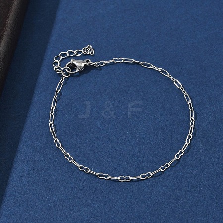 304 Stainless Steel Paperpclip Chains Bracelets for Women BJEW-U043-01P-1