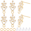 6 Pairs Leaf Shape Brass Cubic Zirconia Stud Earring Findings KK-CN0003-20G-1