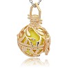 Golden Tone Brass Hollow Round Cage Pendants KK-J227-08G-2