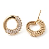 Brass Micro Pave Cubic Zirconia Stud Earring EJEW-H103-13G-2