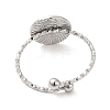 Non-Tarnish 304 Stainless Steel Flat Round Open Cuff Ring for Women RJEW-M149-14P-2