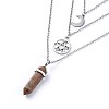 Bullet Natural Unakite Pendant Tiered Necklaces NJEW-JN02457-02-2