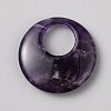Natural Amethyst China Safety Buckle Pendants G-WH0030-30G-1