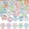 50Pcs 5 Colors UV Plating Transparent Rainbow Iridescent Acrylic Beads OACR-SC0001-85-1