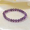 Natural Amethyst Bead Stretch Bracelets BJEW-K212-A-034-3