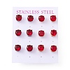 6 Pairs Cubic Zirconia Flat Round Stud Earrings EJEW-G291-05B-M-1