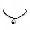 2Pcs 2 Style Alloy Enamel Yin Yang Metching Pendant Necklaces Set NJEW-JN04175-02-4