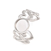 Hollow Heart 304 Stainless Steel Open Cuff Ring Components STAS-F366-08A-P-1