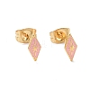 Enamel Rhombus with Star Stud Earrings with 316L Surgical Stainless Steel Pins EJEW-P204-02G-03-1