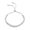 Brass Pave Clear Cubic Zirconia Teardrop Box Chain Slider Bracelets BJEW-YWC0002-07P-1