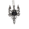 Natural Obsidian Dragon Sword Pendant Necklace G-PW0004-67D-1