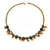 Flat Round & Flower Alloy Rhinestone Pendant Necklace & Stud Dangle Earring Sets FS-WG9BC55-01-3