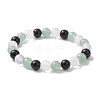 Natural Green Aventurine & Selenite & Eyeless Obsidian Round Beaded Stretch Bracelets BJEW-JB10114-01-1