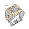 304 Stainless Steel Micro Pave Cubic Zirconia Finger Rings for Men FS-WG6EF44-09-2