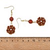 Natural Red Jasper & Carnelian and Shell Pearl Braided Dangle Earrings EJEW-MZ00789-02-5