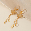 Elegant Brass Clear Cubic Zirconia Tassels Half Round Hoop Earrings EN3246-1