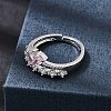 Brass Micro Pave Cubic Zirconia Cuff Open Rings CU-CBA5C10-07P-1