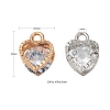 20Pcs 2 Colors Valentine's Day Theme Heart Alloy Micro Clear Cubic Zirconia Charms ZIRC-FS0001-01-2