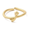 Star Rack Plating Brass Open Cuff Rings for Women RJEW-L123-104G-2