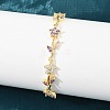 Brass Pave Cubic Zirconia Flower Link Chain Bracelets for Women KK-CBA68DA-14G-07-2