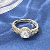 Brass Micro Pave Clear Cubic Zirconia Cuff Open Rings CU-CBA5C10-17G-1