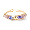 Electroplate Faceted Glass Beads Cuff Ring for Teen Girl Women X1-RJEW-TA00013-04-5