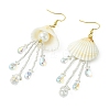 Shell & Glass Seed Bead Dangle Earrings EJEW-MZ00740-02-4