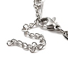304 Stainless Steel Paperclip & Cable Chains Double Layer Multi-strand Bracelet with Charm for Women BJEW-C025-07P-4
