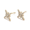 Clear Cubic Zirconia Star Stud Earrings EJEW-G297-17G-1