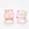 Two Tone Transparent Spray Painted Acrylic Beads X-ACRP-T005-26O-2