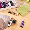 16Pcs 8 Colors Rectangle Leopard Pattern PU Leather Keychains KEYC-TA0001-38-6