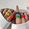 6Pcs 6 Colors Resin Finger Rings for Women FS-WGBD8BE-07-1