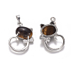 Natural Tiger Eye Kitten Pendants G-L512-R12-2