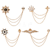 4Pcs 4 Styles Alloy Hanging Chain Brooch JEWB-FH0002-20-1