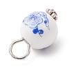 Handmade Flower Printed Porcelain Ceramic Pendants PALLOY-JF03928-01-5