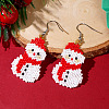 Fashionable Christmas Snowman Glass Dangle Earrings NF4496-2